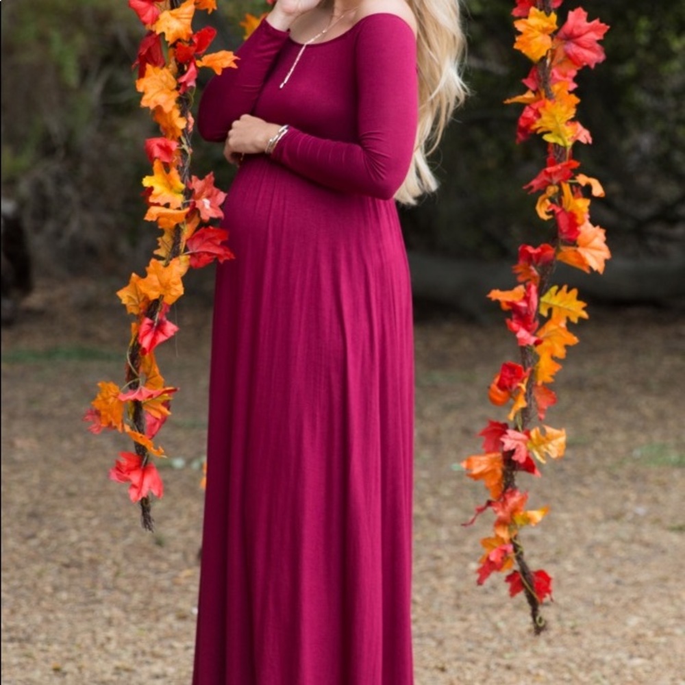 Off the shoulder maternity dress